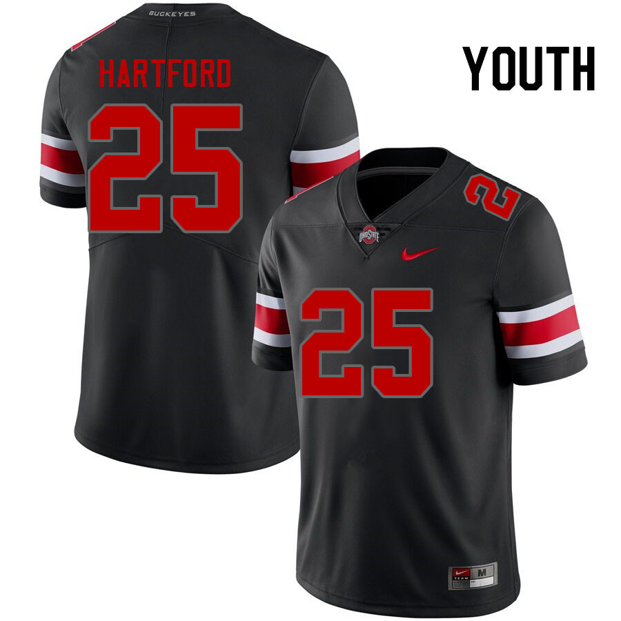 Youth Ohio State Buckeyes #25 Malik Hartford Blackout Authentic College Stitched Football Jersey 23SR040OQ